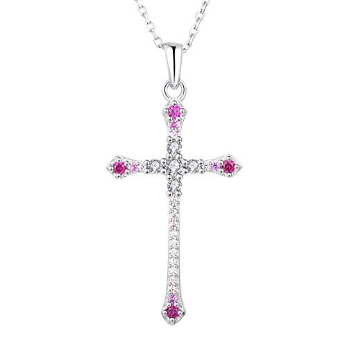 JO WISDOM Halskette Kreuz Silber 925,Kette Anhänger Kruzifix mit 3A Zirkonia,Schmuck für Frauen von JO WISDOM