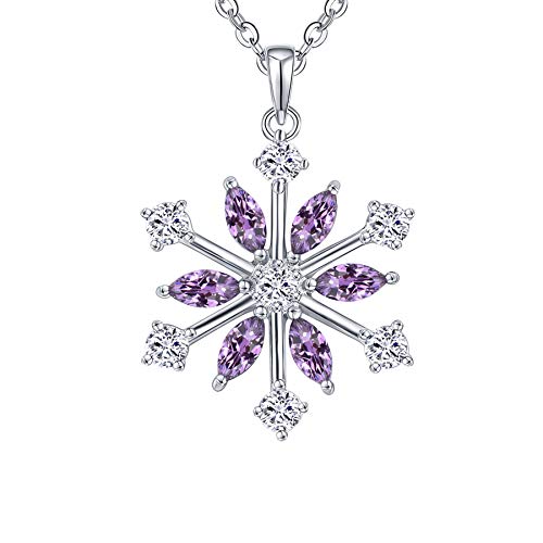 JO WISDOM Halskette Schneeflocken Silber 925 Damen,Anhänger Kette mit 3A Zirconia Februar Geburtsstein Amethyst Farbe Swarovski Kristall,Weihnachtsschmuck für Frauen JO WISDOM Halskette Schneeflocken Silber 925 Damen,Anhänger Kette mit 3A Zirconia Februar Geburtsstein Amethyst Farbe Swarovski Kristall,Weihnachtsschmuck für Frauen von JO WISDOM