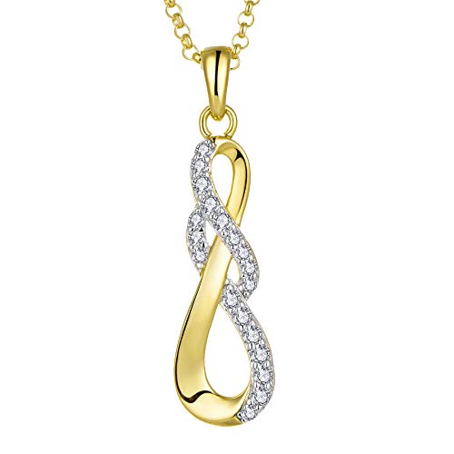 JO WISDOM Halskette Unendlichkeits Infinity Silber 925,Kette Anhänger mit 3A Zirkonia mit gelb vergoldet,Schmuck für Frauen,Schmuck für Frauen JO WISDOM Halskette Unendlichkeits Infinity Silber 925,Kette Anhänger mit 3A Zirkonia mit gelb vergoldet,Schmuck für Frauen,Schmuck für Frauen von JO WISDOM