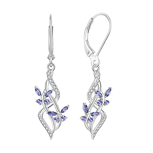 JO WISDOM Ohrringe Hängende Unendlichkeit Silber 925,Ohrringe Schmetterling Damen mit 3A Zirkonia Dezember Geburtsstein Tansanit Farbe,Schmuck für Frauen von JO WISDOM