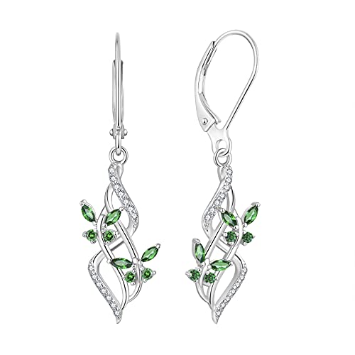 JO WISDOM Ohrringe Hängende Unendlichkeit Silber 925,Ohrringe Schmetterling Damen mit 3A Zirkonia Mai Geburtsstein Smaragd Farbe,Schmuck für Frauen von JO WISDOM