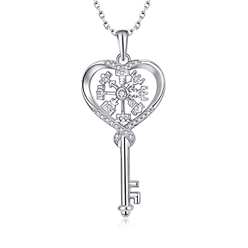 JO WISDOM Silber 925 Vegvisir Anhänger Kette Nordischer Wikinger Schlüssel Schmuck für Damen von JO WISDOM