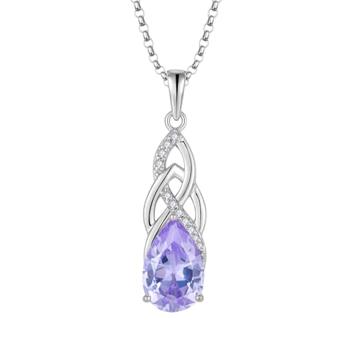 JO WISDOM Unendlichkeits Kette mit Keltischem Knoten Silber 925 Zirkonia Geburtsstein Juni Alexandrit Farbe Anhänger Halskette, Irischer Schmuck für Damen von JO WISDOM