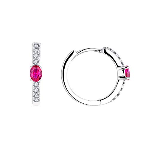JO WISDOM Creolen Ohrringe Silber 925 Damen mit 3A Zirkonia Juli Geburtsstein Rubinrote Farbe,Schmuck für Frauen von JO WISDOM