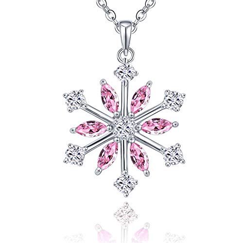 JO WISDOM halskette schneeflocken silber 925 damen zirconia swarovski Kristall anhänger kette,Schmuck für Frauen von JO WISDOM
