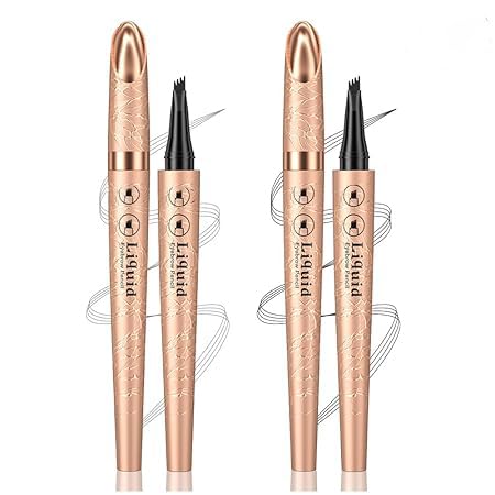 2 Stück Augenbrauenstift,Microblading Augenbrauenstift mit 4 Gabelspitzen,Wasserdichter und Schweißfester,Wischfest Eyebrow Pencil Kann Leicht(Dunkelbraun+Hellbraun) von JOAAZAR