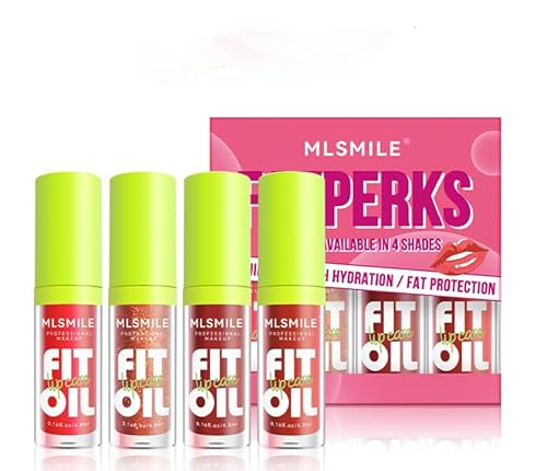 Lippenöl, 4 Stück Lippenöl Feuchtigkeitsspendendes Lip Glow Oil, Gloss Lip Plumper Transparenter Lipgloss, Aufpolsternde und feuchtigkeitsspendende Wirkung(B) von JOAAZAR