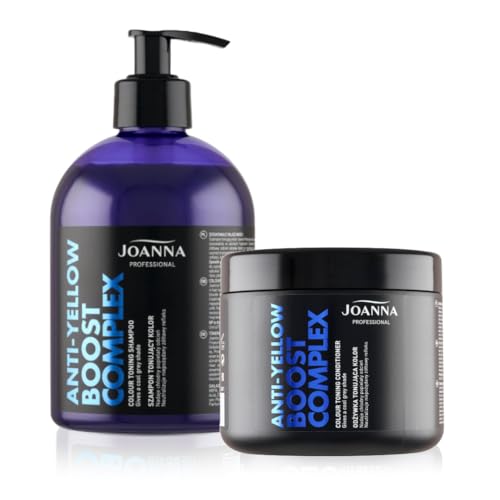 JOANNA Professional Anti-Yellow Boost Komplex 500g - Shampoo und Haarspülung SET für Frauen - Farbverbessernde - Neutralisierung von Unerwünschten Gelbtönen von Joanna