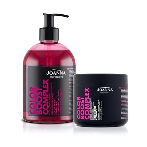 JOANNA Professional Color Boost Komplex - Shampoo und Haarspülung SET für Frauen - Farbverbessernde - Neutralisierung von Unerwünschten Gelbtönen - Rosa-Grau & warme Farbe Pink von Joanna