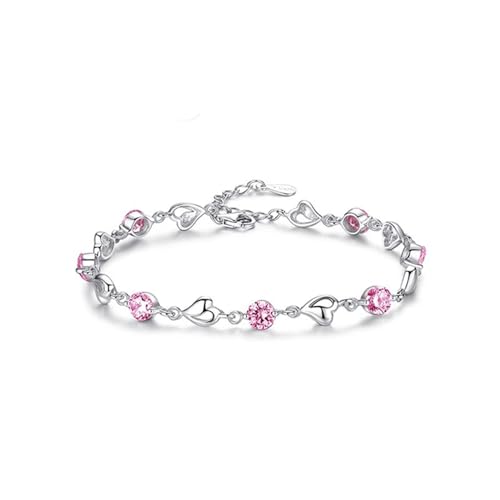 JOATVEE Armband Silber 925 Damen Hohles Herz Kette Dekoration Funkelnde Cubic Zirkonia-Armbänder Versilbertes Verstellbares Herz-Armband Schmuck Geschenk von JOATVEE