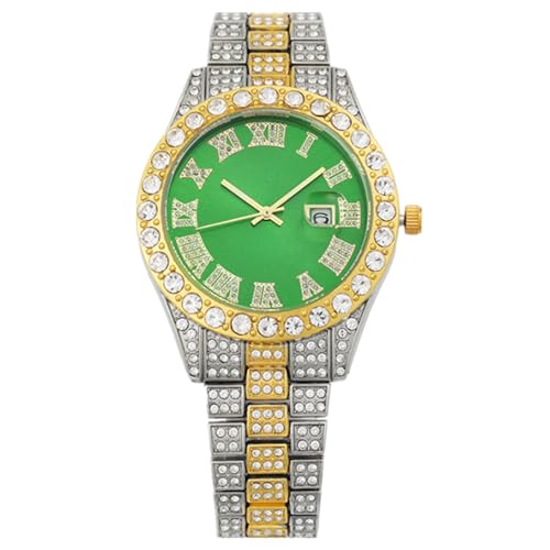 JOATVEE Damen Diamantuhr Mode Kristall Strass Quarz Analoguhr Iced-Out Armband Armbanduhr Männer von JOATVEE