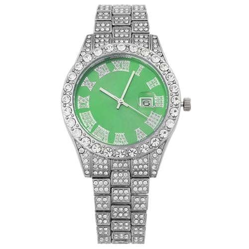 JOATVEE Damen Diamantuhr Mode Kristall Strass Quarz Analoguhr Iced-Out Armband Armbanduhr Männer von JOATVEE