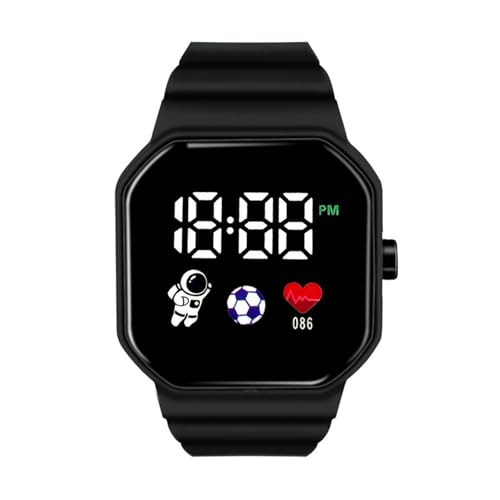 JOATVEE Damen-Silikonuhr Spaceman Quadratische LED-Elektronische Uhr Digital Sport Student Druckknopf Elektronische Uhr von JOATVEE