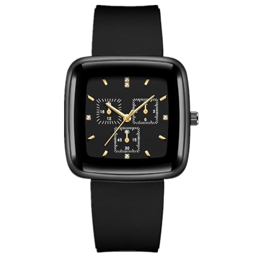 JOATVEE Damen Square Uhren Chronograph Strap Simple Diamond Scale Analog Quarz Armbanduhr mit bequemen Silikonband Geschenk für Frauen von JOATVEE