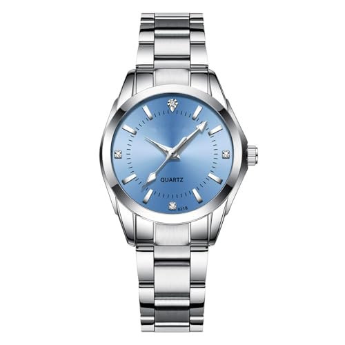 JOATVEE Damenuhr Klassisch Silber Edelstahl Wasserdicht Quarz Analog Uhr Mode Paar Handgelenk Uhren von JOATVEE