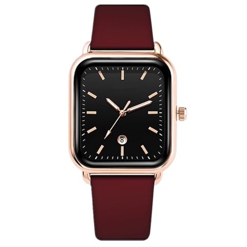 JOATVEE Damenuhren Analog Quarz Datum Uhr Silikonband Armband Freizeituhr mit Rechteckigem Zifferblatt Rose Gold von JOATVEE