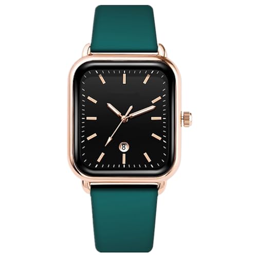 JOATVEE Damenuhren Analog Quarz Datum Uhr Silikonband Armband Freizeituhr mit Rechteckigem Zifferblatt Rose Gold von JOATVEE