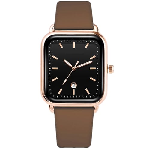 JOATVEE Damenuhren Analog Quarz Datum Uhr Silikonband Armband Freizeituhr mit Rechteckigem Zifferblatt Rose Gold von JOATVEE