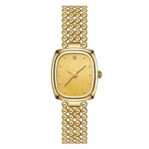 JOATVEE Elegante Analog Quarz Strass Rechteckig Casual Armbanduhr mit Perlenkette Armband Armband Uhr Damen von JOATVEE