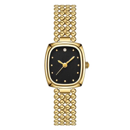 JOATVEE Elegante Analog Quarz Strass Rechteckig Casual Armbanduhr mit Perlenkette Armband Armband Uhr Damen von JOATVEE