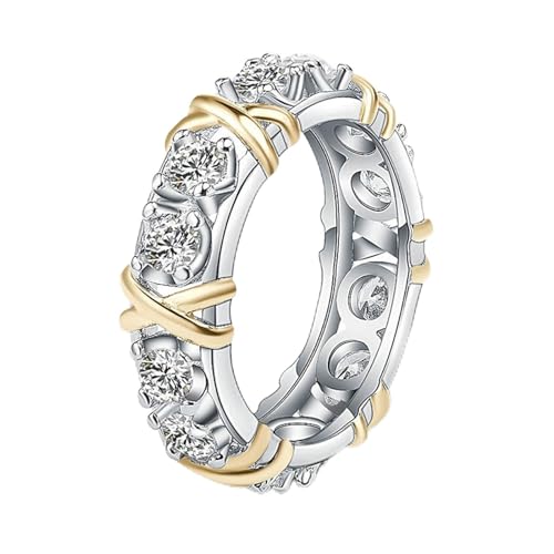JOATVEE Frauen Mode Ring eingelegt kubischer Zirkon Verlobungsring Alternative Eheringe-Geschenk für Sie-Geburtstag Geschenk von JOATVEE
