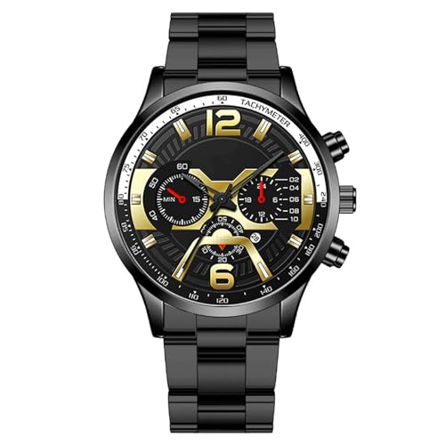 JOATVEE Herren-Chronograph Edelstahl-Uhr Mode Personalisiertes Zifferblatt mit Datum Analog Quarz Classic Business Watch von JOATVEE
