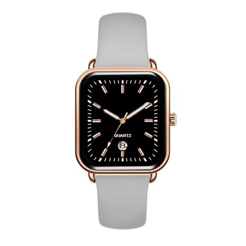 JOATVEE Herrenuhren Damenuhren Analog Quarz Wasserdicht Leuchtend Uhr Silikonband Freizeituhr mit rechteckigem Zifferblatt von JOATVEE