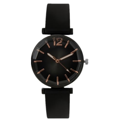 JOATVEE Mode Damenuhr Rose Gold Digital Skala Einfaches leicht ablesbares Zifferblatt Analog Quarz mit PU Lederband von JOATVEE