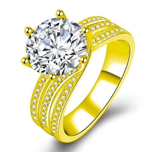 JOATVEE Silber Ringe für Frauen Ewigkeit Hochzeit Runde CZ Cubic Zirconia Twisted Full Diamond Engagement Promise Bridal Band Schmuck von JOATVEE