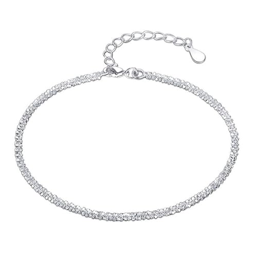 JOATVEE Sparkling Armband Silber Damen Einstellbare Gypsophila Crushed Flower Armband Einfache Personalisierte Hypoallergene Zierliche Schmuck Geschenk für Frauen Mädchen von JOATVEE