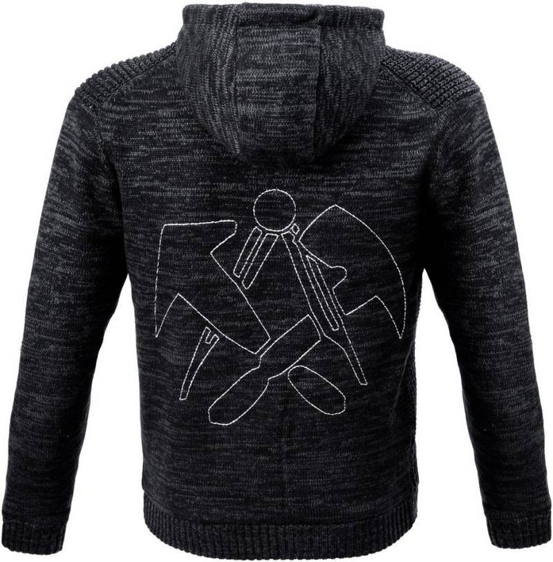 JOB Strickjacke Dachdecker-Hoodie-Strickjacke mit Fellfutter schieferschwarz Fellfutter von JOB