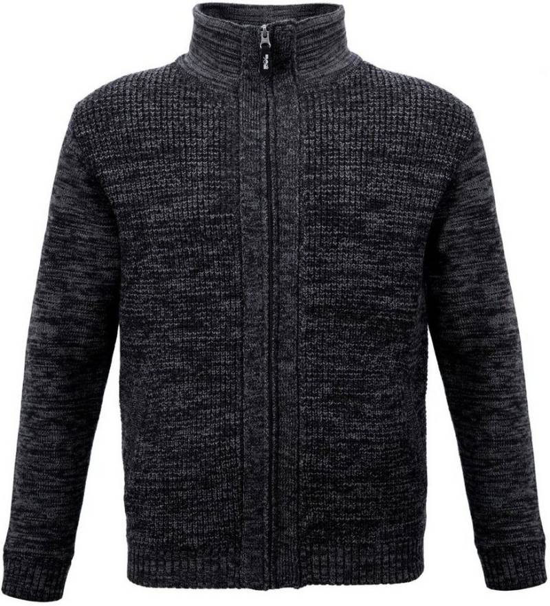JOB Strickjacke Strickjacke mit Fellfutter schieferschwarz Fellfutter von JOB