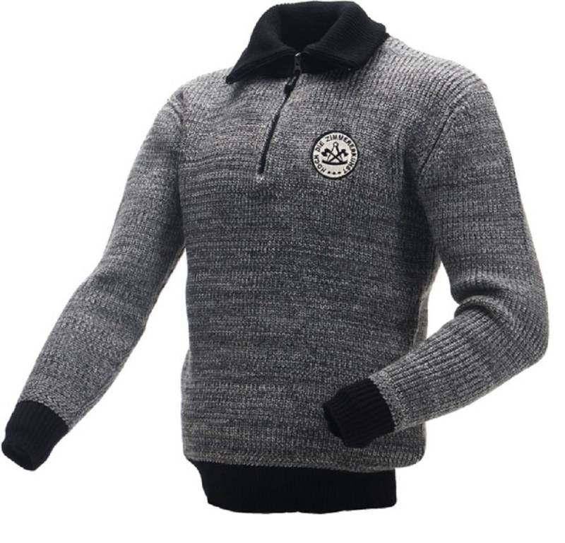 JOB Strickpullover ZIMMERER-Troyer grau-schwarz von JOB