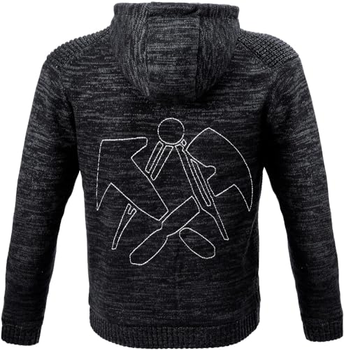 JOB Dachdecker-Hoodie-Strickjacke mit Fellfutter schieferschwarz (L) von JOB