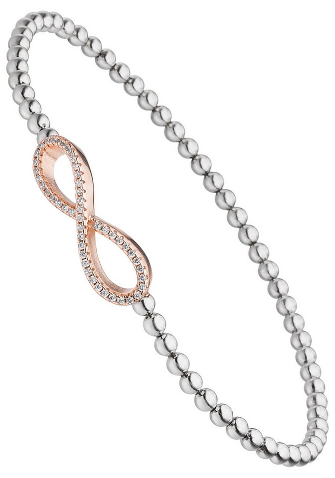 JOBO Armband Silberarmband Unendlichkeit, 925 Silber bicolor vergoldet mit 47 Zirkonia von JOBO