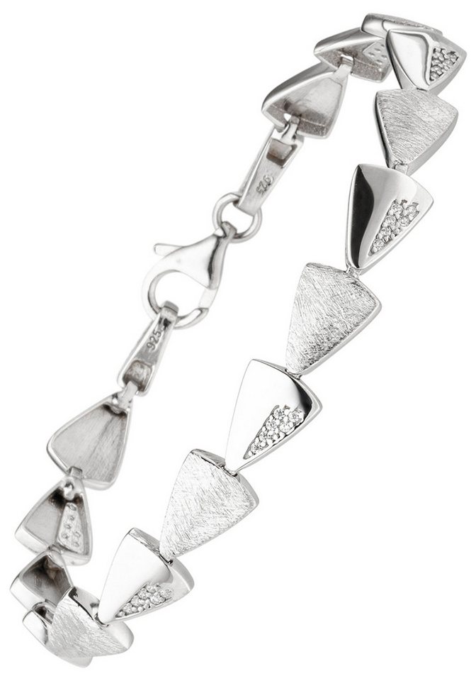 JOBO Armband Silberarmband mit Dreiecken, 925 Silber rhodiniert mit 42 Zirkonia 19 cm von JOBO