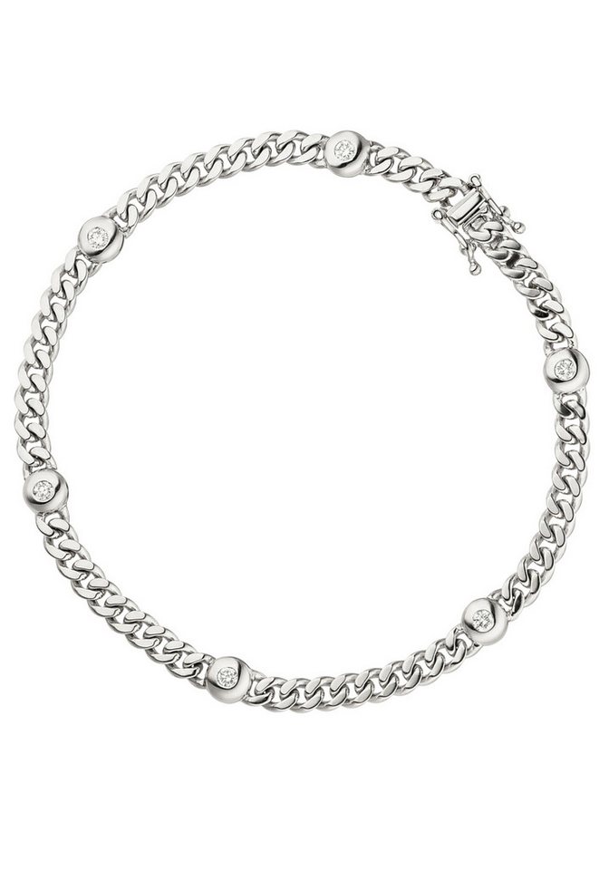 JOBO Armband Weißgoldarmband 19 cm, 585 Weißgold mit 6 Diamanten von JOBO