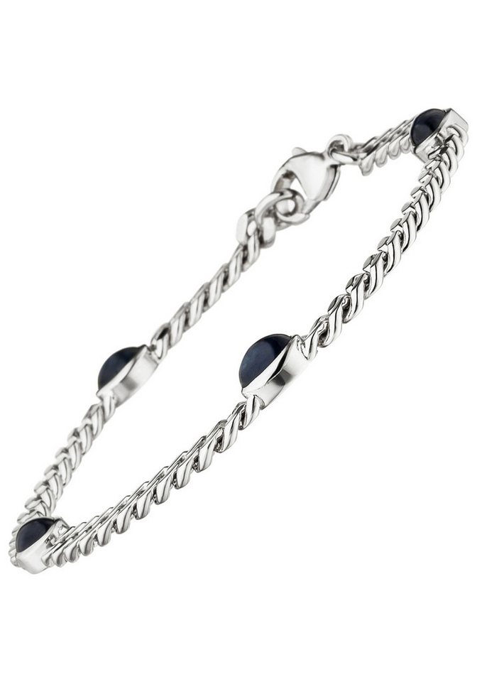 JOBO Armband Weißgoldarmband 19 cm, 585 Weißgold mit Saphir von JOBO