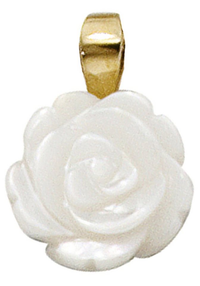 JOBO Blumenanhänger Anhänger Rose, 333 Gold mit Perlmutt JOBO Blumenanhänger Anhänger Rose, 333 Gold mit Perlmutt von JOBO