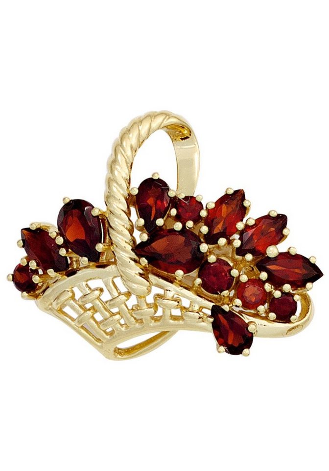 JOBO Brosche Goldbrosche Korb, 8 Karat 333 Gold mit Granat von JOBO
