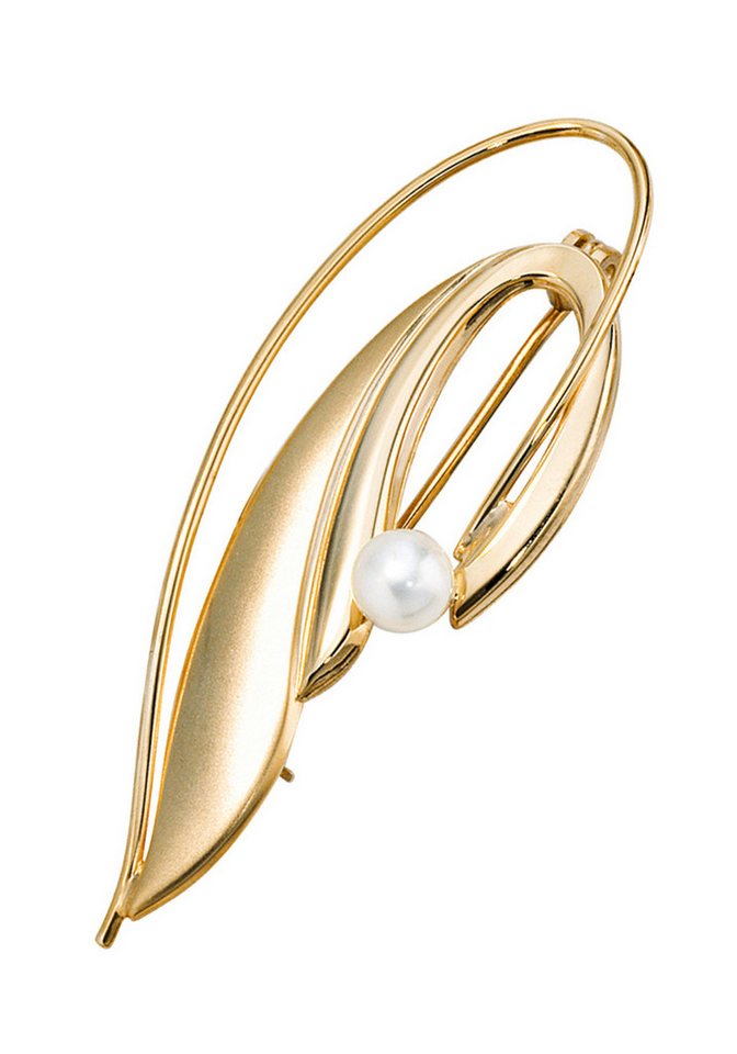 JOBO Brosche Perlenbrosche Goldbrosche, 585 Gold mit Perle von JOBO