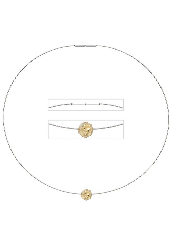 JOBO Collier Kette Halsreif, Edelstahl mit 585 Gold kombiniert 42 cm von JOBO