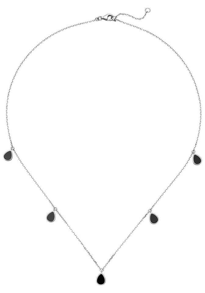 JOBO Collier Kette mit Onyx-Tropfen, 925 Silber mit 5 Onyxen 45 cm von JOBO