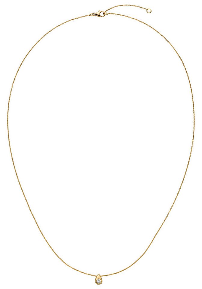JOBO Collier Kette mit Tropfen-Anhänger, 750 Gold mit Diamant 42-45 cm von JOBO