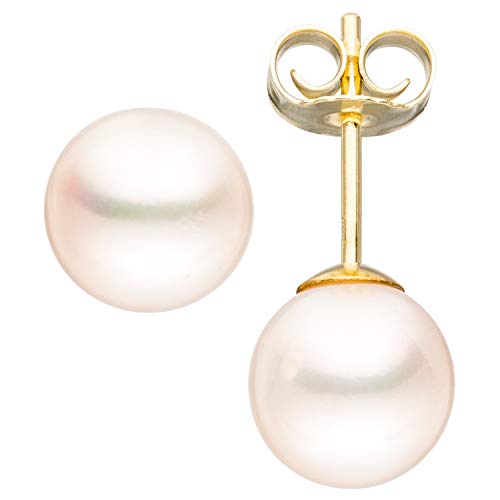 Jobo Damen Ohrstecker 333 Gold Gelbgold 2 Süßwasser Perlen 6,5 mm von Jobo