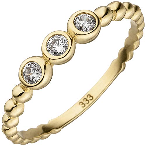 Jobo Damen-Ring Kugelring aus 333 Gold mit 3 Zirkonia Größe 52 von Jobo