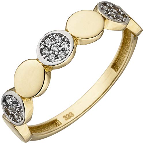 Jobo Damen-Ring aus 333 Gold Bicolor mit 21 Zirkonia Größe 54 von Jobo