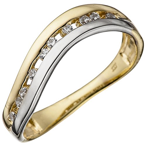 Jobo Damen-Ring aus 333 Gold Bicolor mit Zirkonia Größe 54 von Jobo