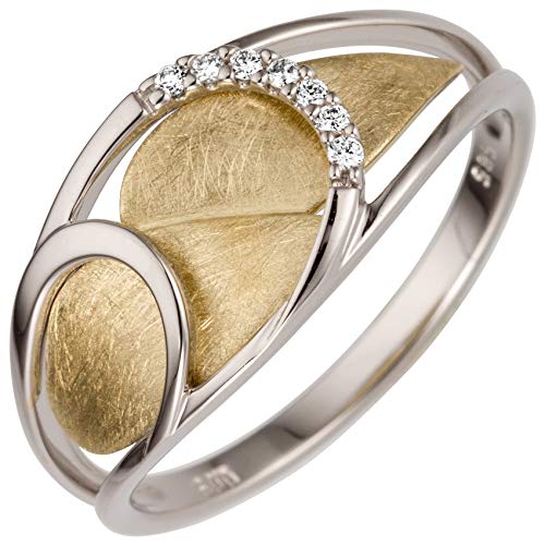 Jobo Damen-Ring aus 585 Gold Bicolor mit 7 Diamanten Größe 60 von Jobo