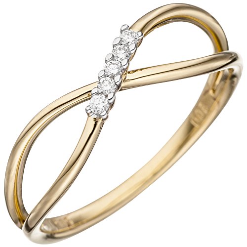 Jobo Damen-Ring aus 585 Gold mit 5 Diamanten Größe 56 von Jobo